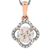 Clover Gemstone Pendant with Diamond Frame