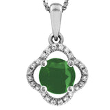 Clover Gemstone Pendant with Diamond Frame