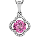 Clover Gemstone Pendant with Diamond Frame