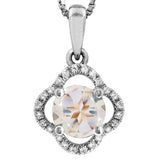 Clover Gemstone Pendant with Diamond Frame