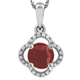 Clover Gemstone Pendant with Diamond Frame