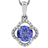 Clover Gemstone Pendant with Diamond Frame