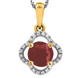 Clover Gemstone Pendant with Diamond Frame