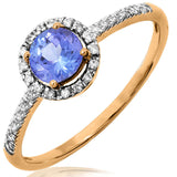 Gemstone Halo Ring with Diamond Accent