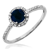 Gemstone Halo Ring with Diamond Accent