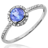 Gemstone Halo Ring with Diamond Accent