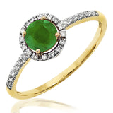 Gemstone Halo Ring with Diamond Accent