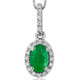 Oval Gemstone Pendant with Diamond Frame