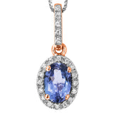 Oval Gemstone Pendant with Diamond Frame