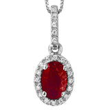 Oval Gemstone Pendant with Diamond Frame