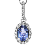 Oval Gemstone Pendant with Diamond Frame