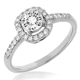 Cushion Gemstone Halo Ring with Diamond Accent