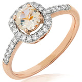 Cushion Gemstone Halo Ring with Diamond Accent