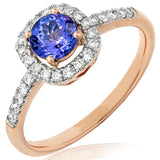 Cushion Gemstone Halo Ring with Diamond Accent