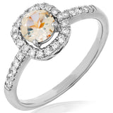 Cushion Gemstone Halo Ring with Diamond Accent