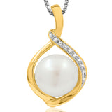 Pearl Teardrop Pendant with Diamond Accent