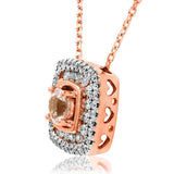 Cushion Gemstone Pendant with Double Diamond Frame
