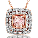 Cushion Gemstone Pendant with Double Diamond Frame