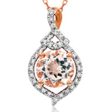 Round Gemstone Pendant with Diamond Frame