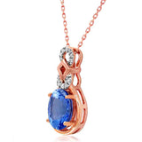 Oval Gemstone Pendant with Diamond Accent