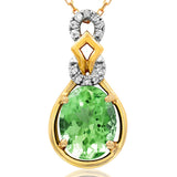 Oval Gemstone Pendant with Diamond Accent