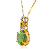 Oval Gemstone Pendant with Diamond Accent