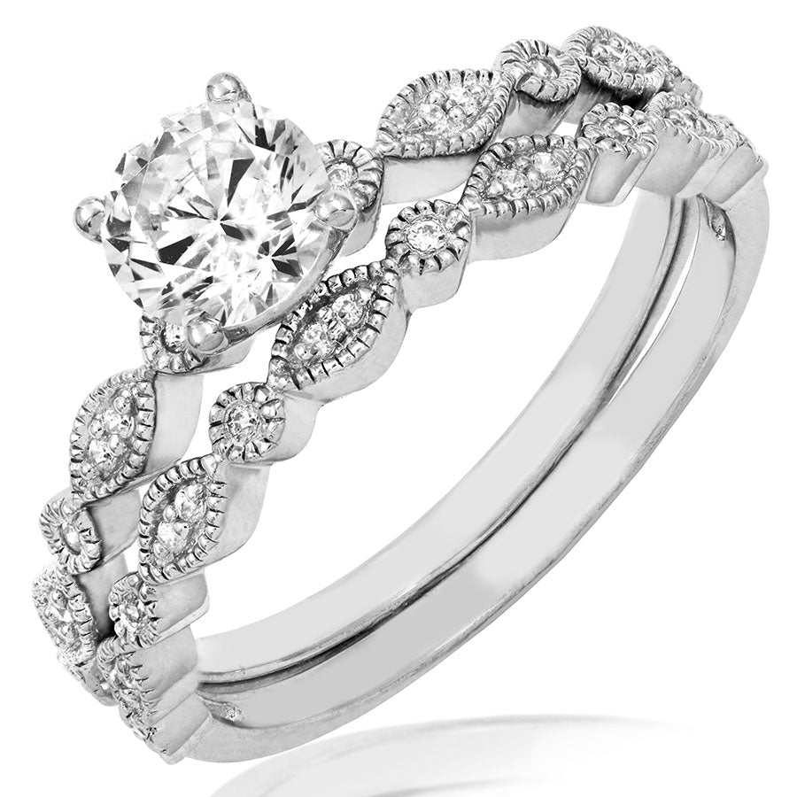 Vintage Diamond Semi Mount Bridal Ring Set J Nuevo