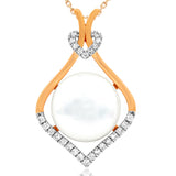 Pearl Teardrop Pendant with Diamond Accent