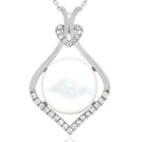 Pearl Teardrop Pendant with Diamond Accent