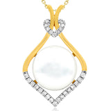 Pearl Teardrop Pendant with Diamond Accent