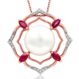 Pearl Pendant with Diamond and Gemstone Accent