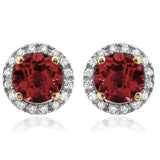 Gemstone Stud Earrings with Diamond Frame