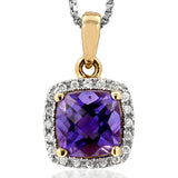 Cushion Gemstone Pendant with Diamond Frame