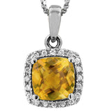 Cushion Gemstone Pendant with Diamond Frame