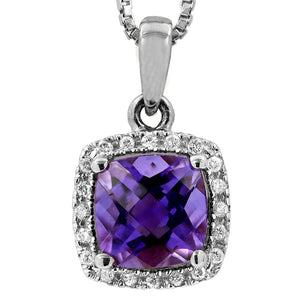 Cushion Gemstone Pendant with Diamond Frame