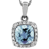 Cushion Gemstone Pendant with Diamond Frame