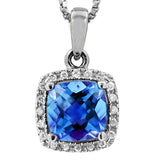 Cushion Gemstone Pendant with Diamond Frame