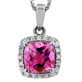 Cushion Gemstone Pendant with Diamond Frame