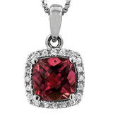 Cushion Gemstone Pendant with Diamond Frame