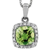 Cushion Gemstone Pendant with Diamond Frame