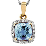 Cushion Gemstone Pendant with Diamond Frame