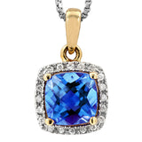 Cushion Gemstone Pendant with Diamond Frame