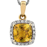 Cushion Gemstone Pendant with Diamond Frame