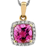 Cushion Gemstone Pendant with Diamond Frame