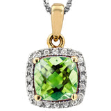 Cushion Gemstone Pendant with Diamond Frame