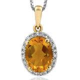 Oval Gemstone Pendant with Diamond Frame