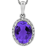 Oval Gemstone Pendant with Diamond Frame