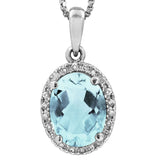 Oval Gemstone Pendant with Diamond Frame