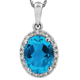 Oval Gemstone Pendant with Diamond Frame