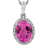 Oval Gemstone Pendant with Diamond Frame